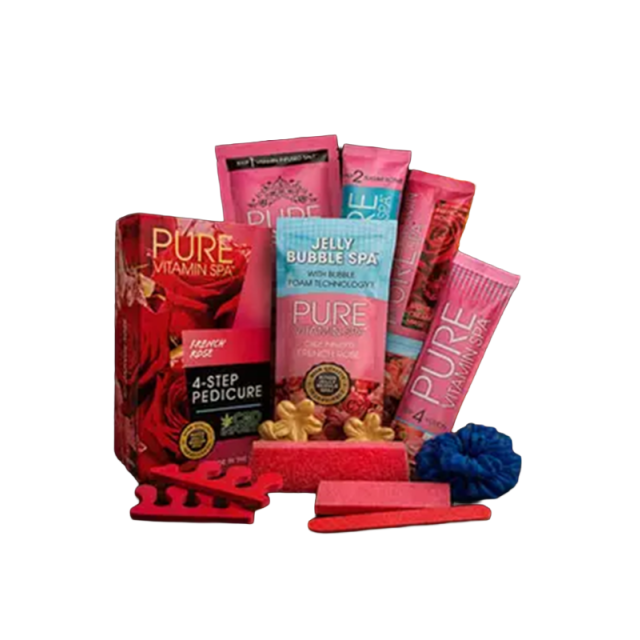 Pure Vitamin Spa CBD Infused French Rose 11-Step Pedicure Kit