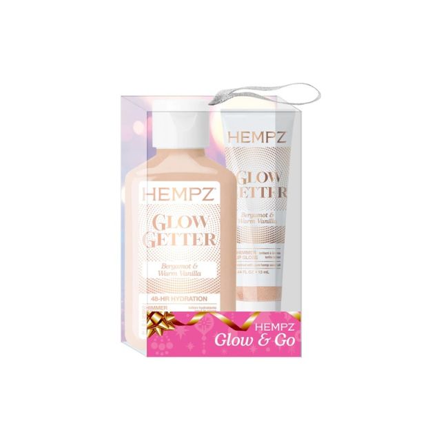 Hempz: Glow & Go Kit 2 Pcs Glow Getter Moisturizer 2.25oz & Glow Getter Lip Gloss 0.44oz