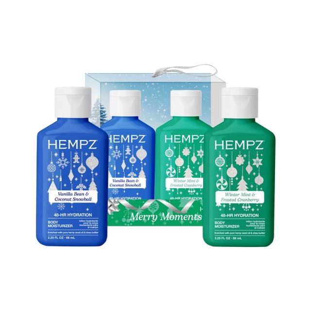 Hempz: Merry Moments 2.25oz Duo Vanilla Bean Coconut & Wintermint Cranberry