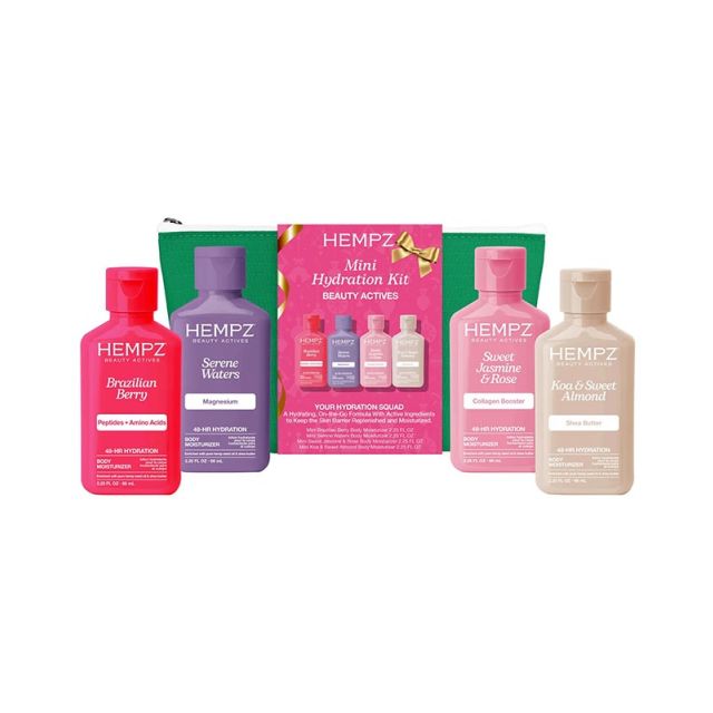 Hempz: Mini Holiday Hydration Kit 4pc Brazilian Berry, Serene Waters, Sweet Jasmine, &amp; Koa Sweet Almond