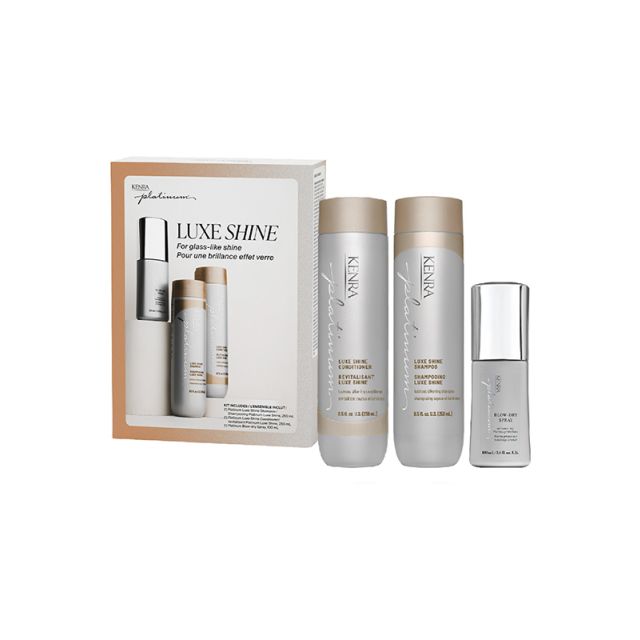 Kenra: Platinum Luxe Shine Trio Luxe Shampoo 250ml, Conditioner 250ml, & Blow Dry Spray 100ml