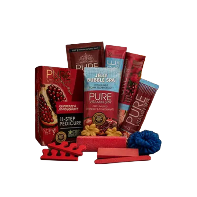 Pure Vitamin Spa CBD Infused Raspberry & Pomegranate 11-Step Pedicure Kit
