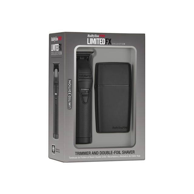 BabylissPRO Matte Black Trimmer & Double Foil Shaver Prepack LimitedFX Collection
