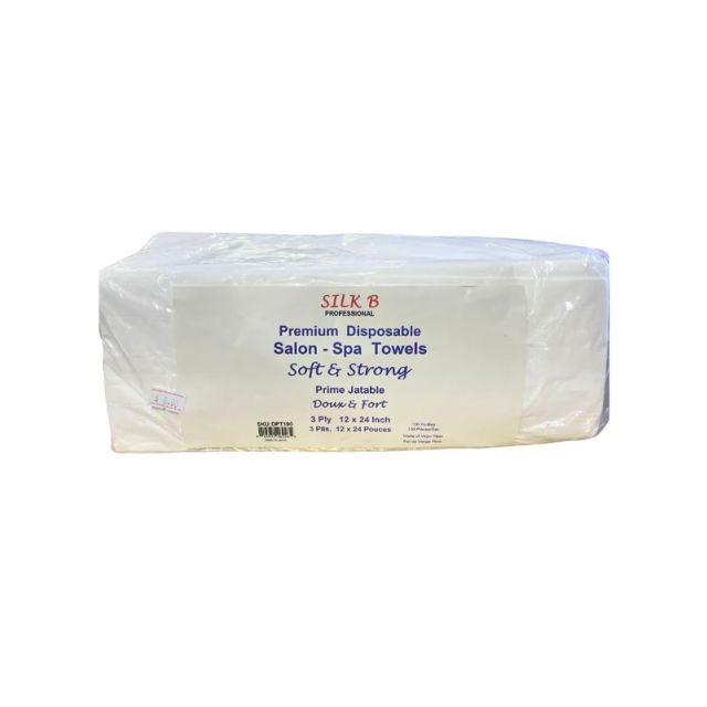 Silk B Premium Disposable Towels Salon SPA 3 Ply 12x24 Inch