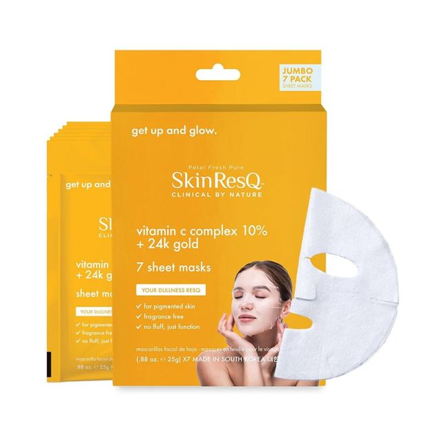Skin ResQ: Get Up And Glow Vitamin C + 24k Gold - 7 sheet masks 