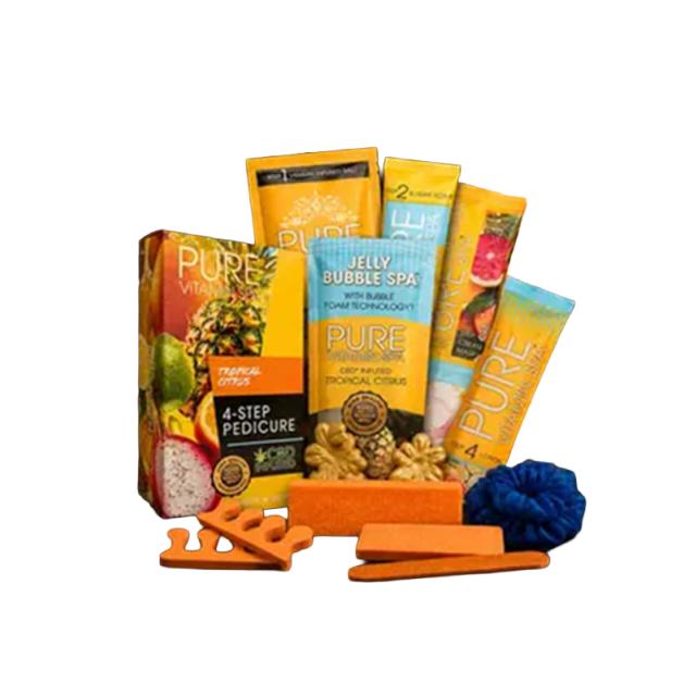 Pure Vitamin Spa CBD Infused Tropical Citrus 11-Step Pedicure Kit