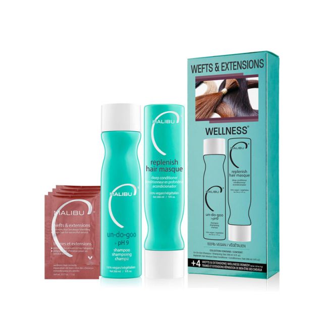 Malibu Weft & Extensions Collection KIt Shampoo and Conditioner for hair extensions residue